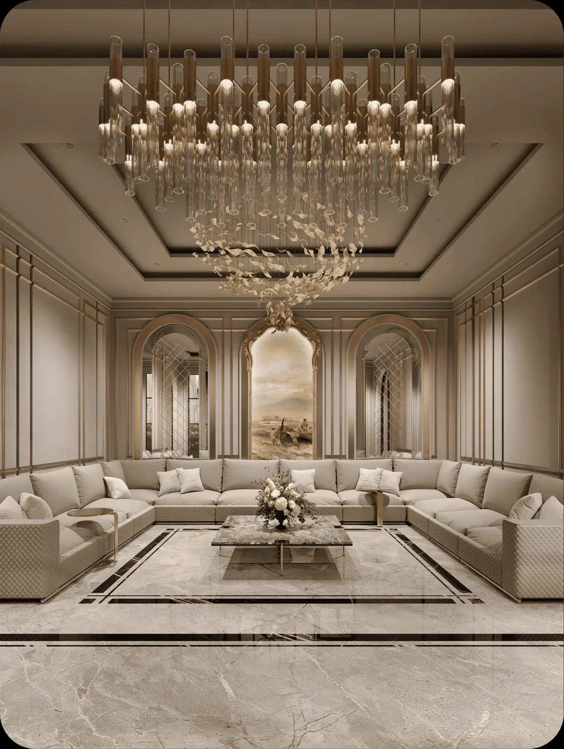 مشروع مجلس مع استقبال – تصميم داخلي بإشراف المهندس أحمد المبيض
