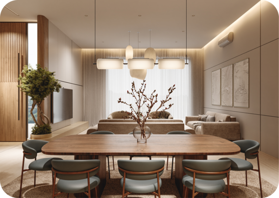 صالة مفتوحة مع حديقة